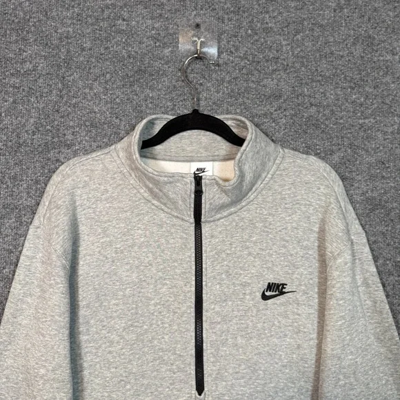 Nike Sweatshirt Mens XL Gray 1/4 Zip Fleece Pullover Stretch Casual Swoosh - Picture 3 of 10